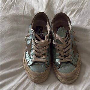 Golden Goose Metallic Blue Super Stars - Size 39